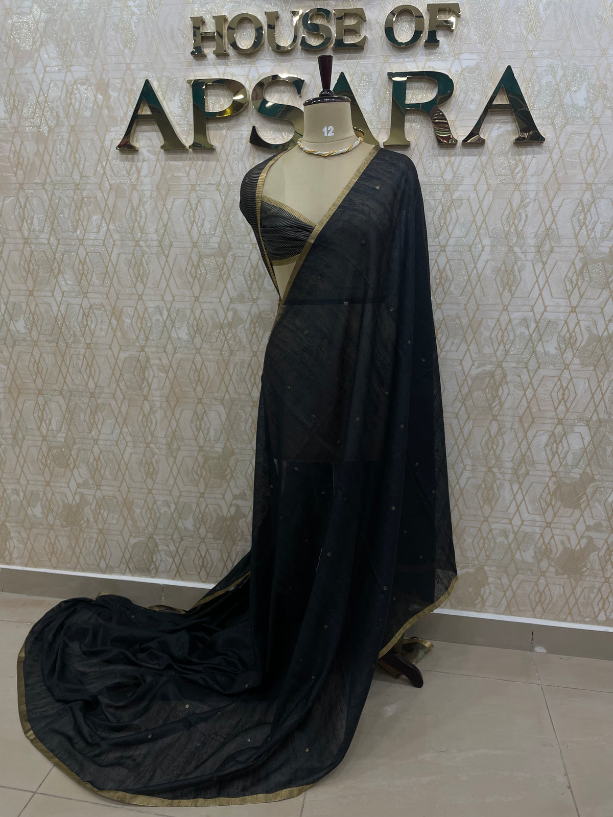 Black Jute Linen Sequence Saree 28