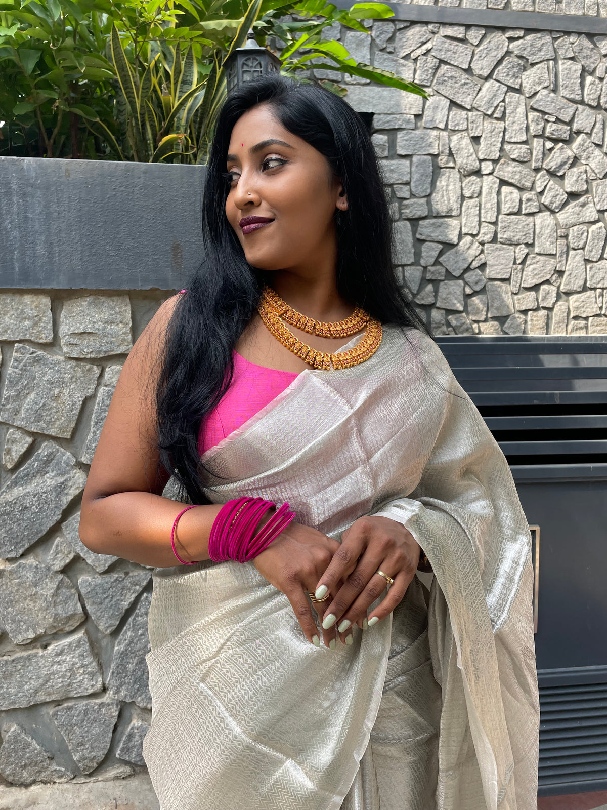 Grey Pure Tissue Brocade Saree 11