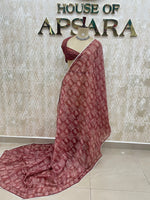 Rust Brown Soft Cotton Block Print Saree 46