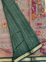 Green Position Print Mangalgiri Cotton Silk Saree 13