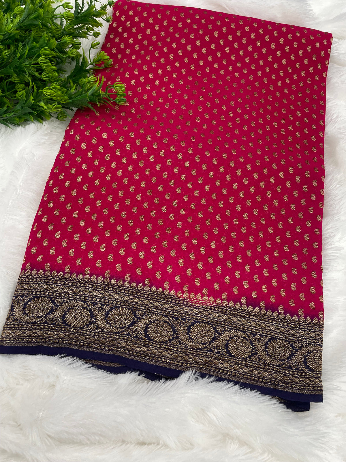 Pink n Purple Pure Khadi Georgette Saree 04