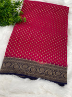 Pink n Purple Pure Khadi Georgette Saree 04