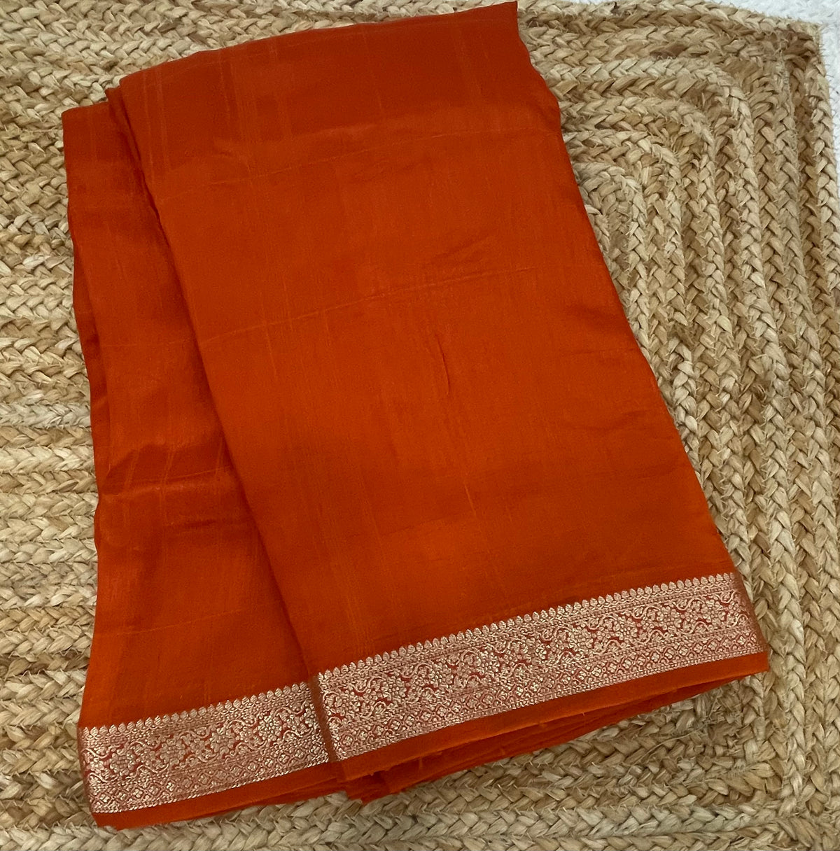 Orange Semi Crepe Saree 34
