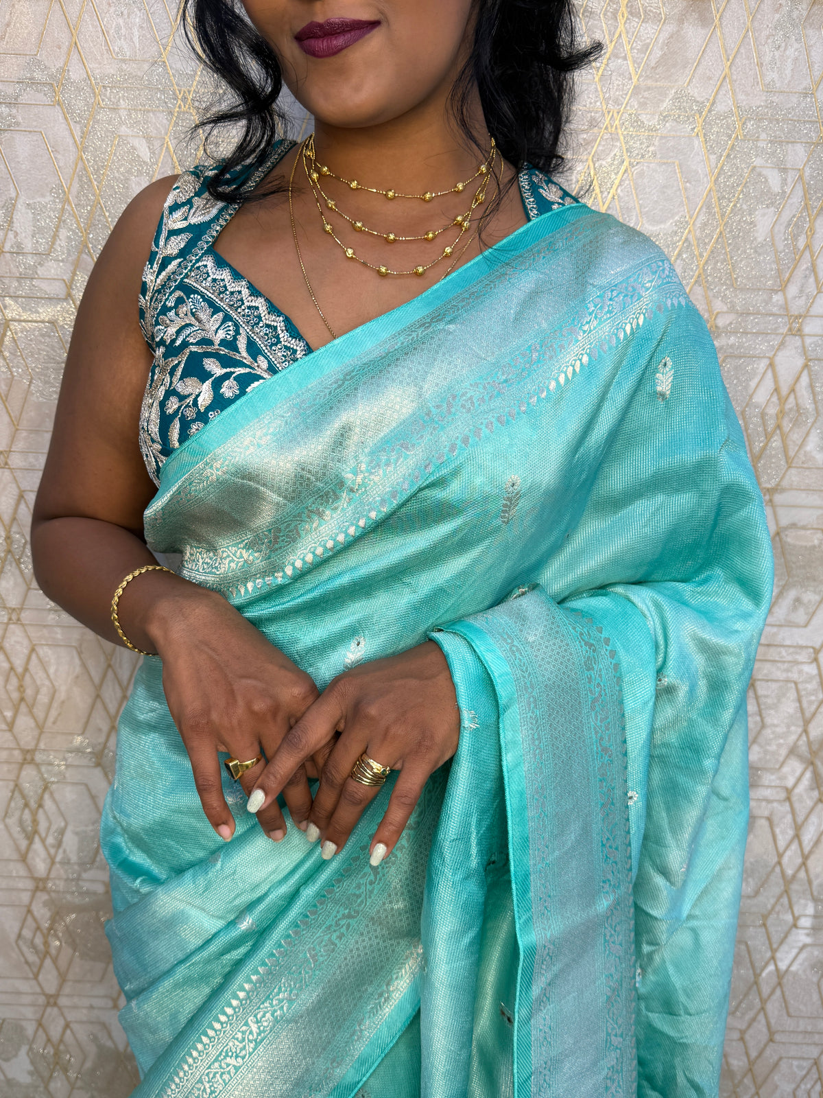 Blue Banarasi Soft Crush Tissue Saree 68