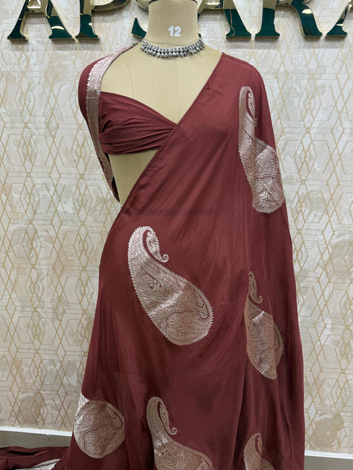Rust Brown Dola Crepe Silk Saree 25
