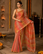 Peach Pure Tissue Stripes Saree 11