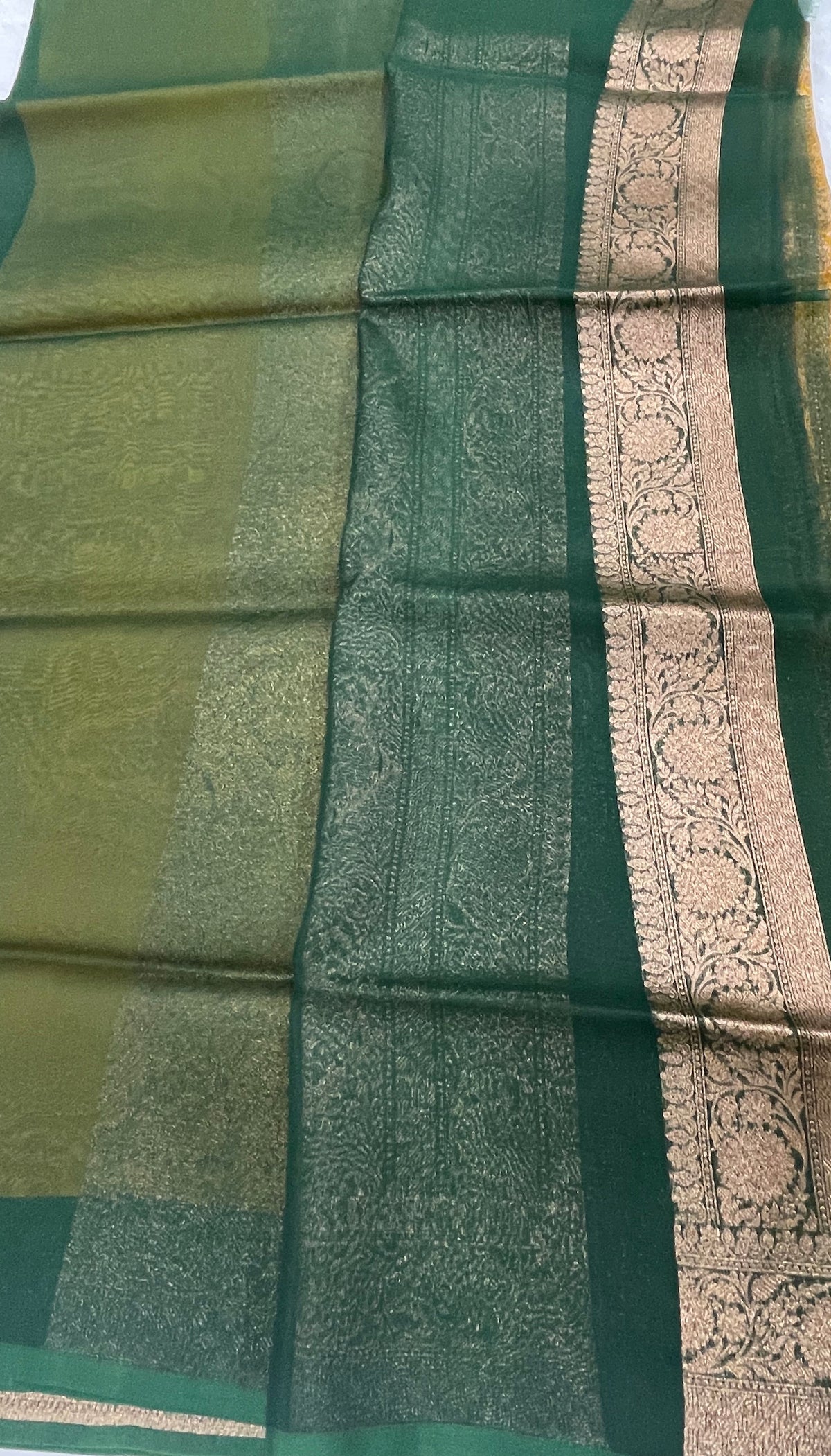 Mustard Yellow Pure Tussur Handblom Saree 12