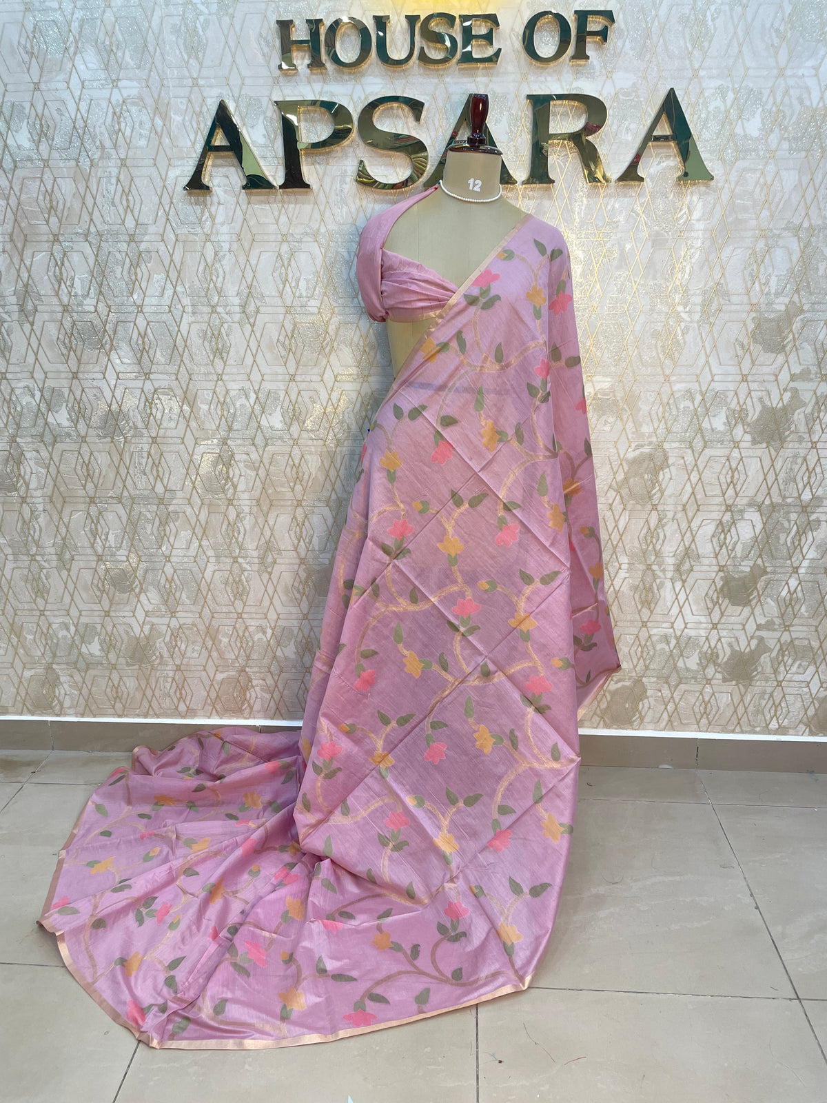 Pink Cotton Jamdani Saree 80