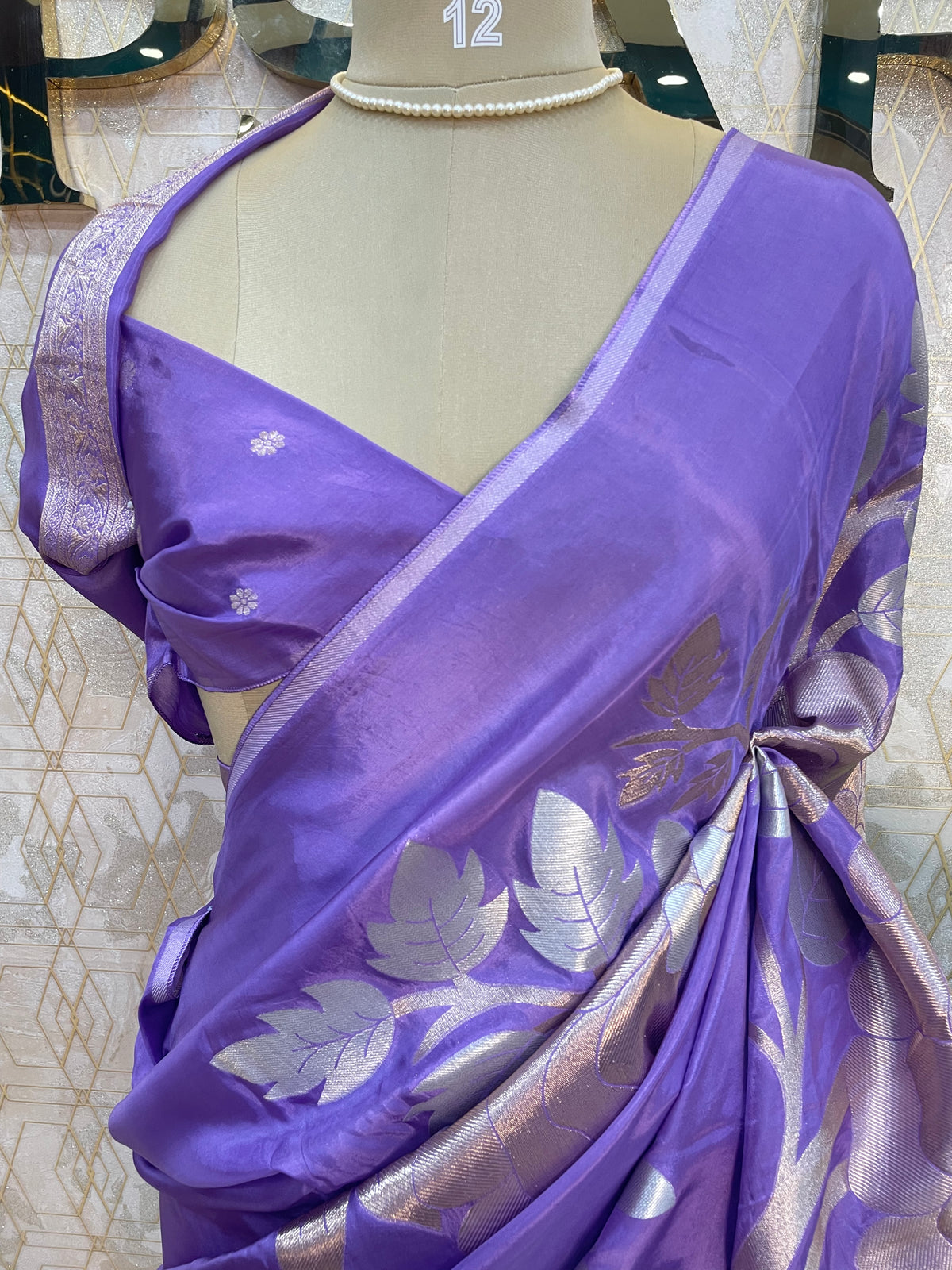 Purple Tissue Crepe Half n Half Saree 93