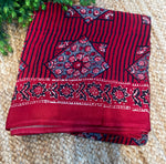 Red Dola Silk Ajrakh Print Saree 18