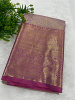 Lavender n pink Brocade Semi Kanchi Tissue Saree