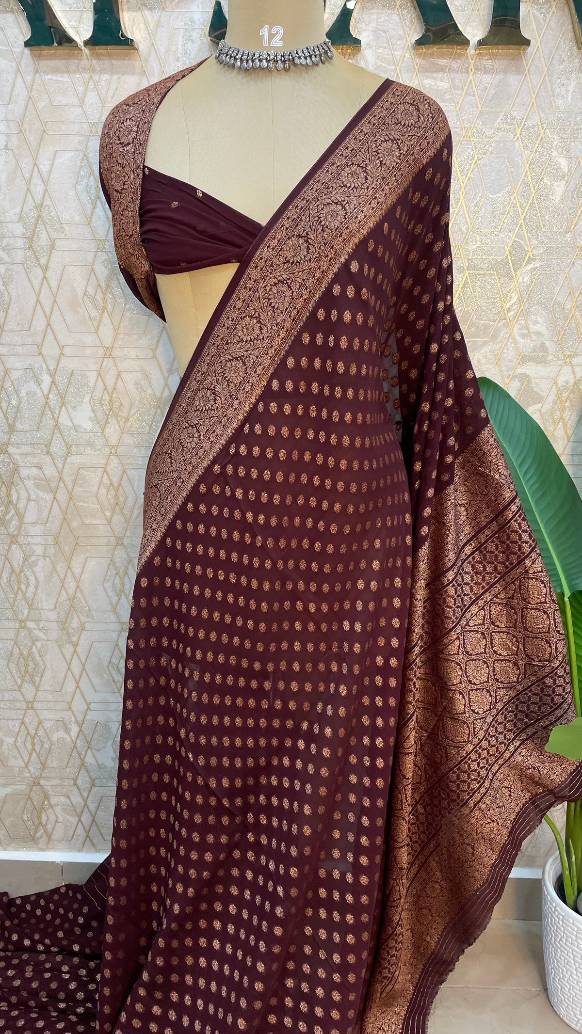 Brown Banarasi Georgette Saree 96