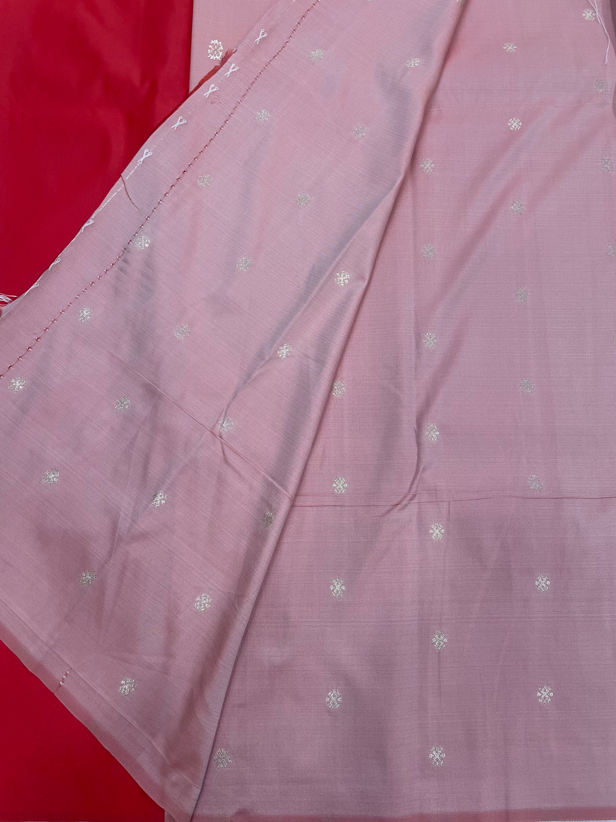 Red n Cream Semi Silk Saree 42