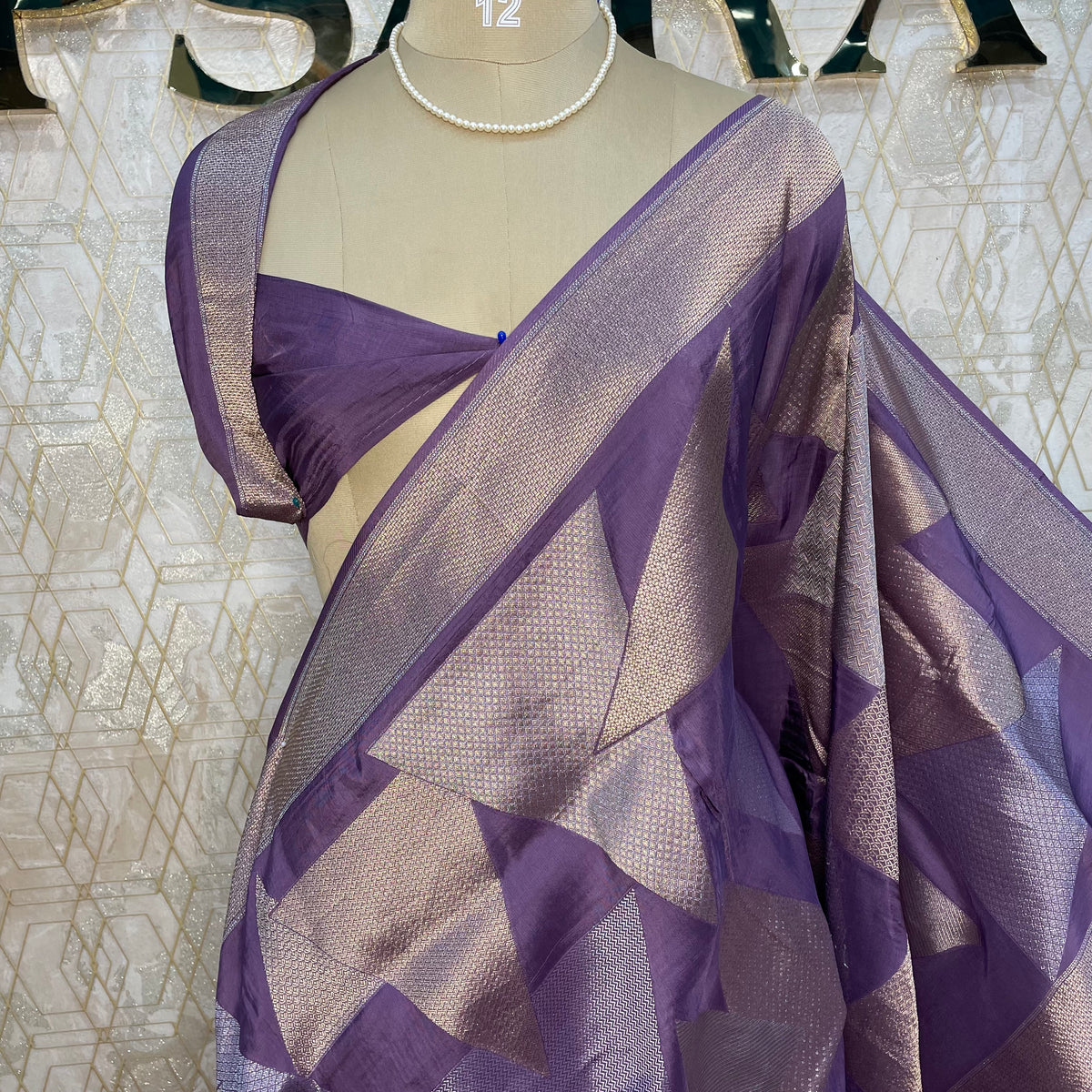 Mauve Purple Banarasi crepe saree 316
