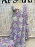 Purple Soft Tissue Embroidery Saree 64