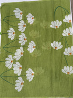 Green Lenin Cotton Floral Print Saree 19