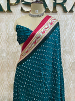 Rama Green Pure Modal Silk Bandhini With Kalamkari Print Saree 05