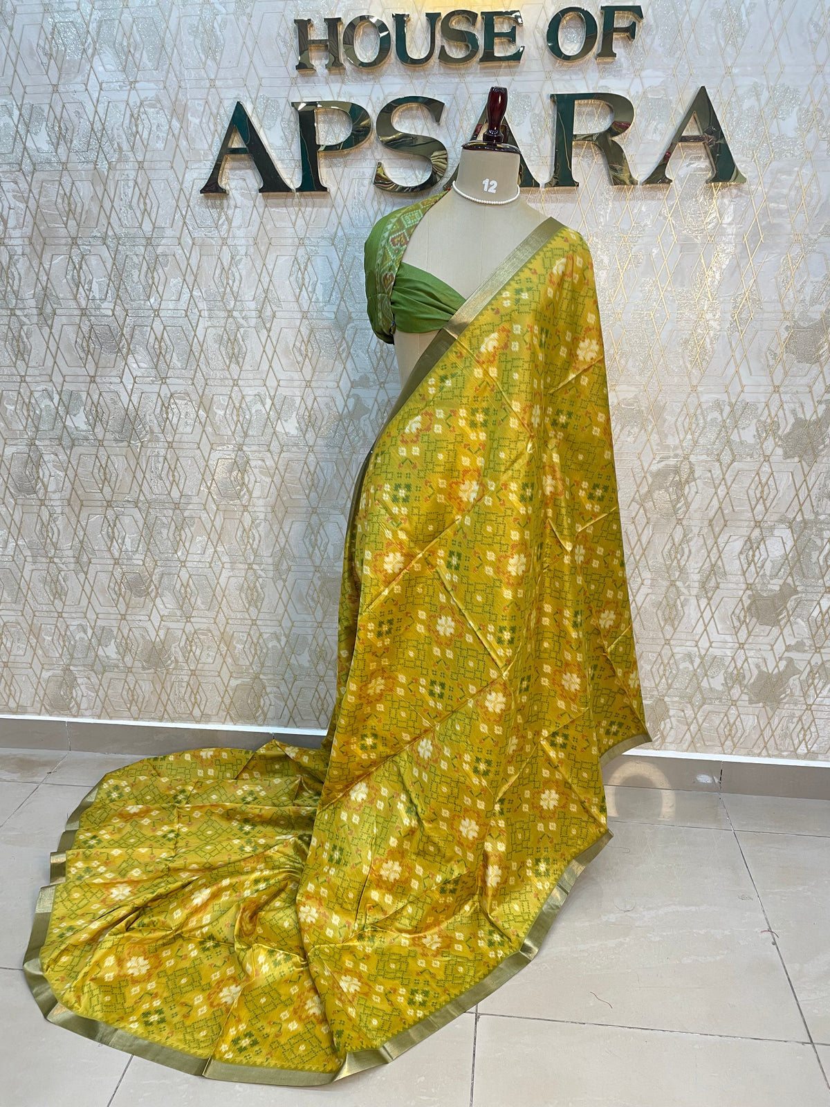 Yellow Raw Silk Ikkat Weaving Saree 81