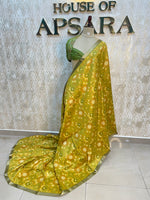 Yellow Raw Silk Ikkat Weaving Saree 81