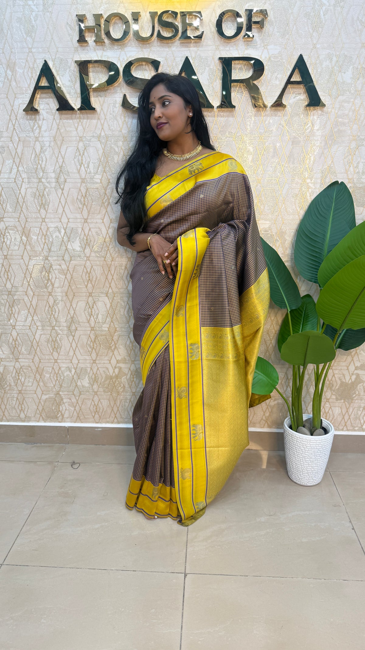 Purple n Yellow Semi Silk Saree 95
