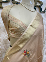 Beige Chiniya Crepe Katha Work Saree 29