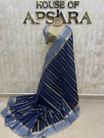 Navy Blue Soft Silk Stripes Saree 48
