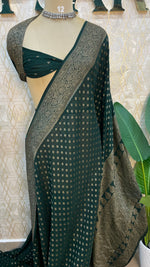 Bottle Green Banarasi Georgette Saree 96