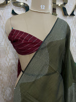 Olive Green Linen Cotton Saree 303