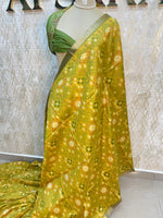 Yellow Raw Silk Ikkat Weaving Saree 81