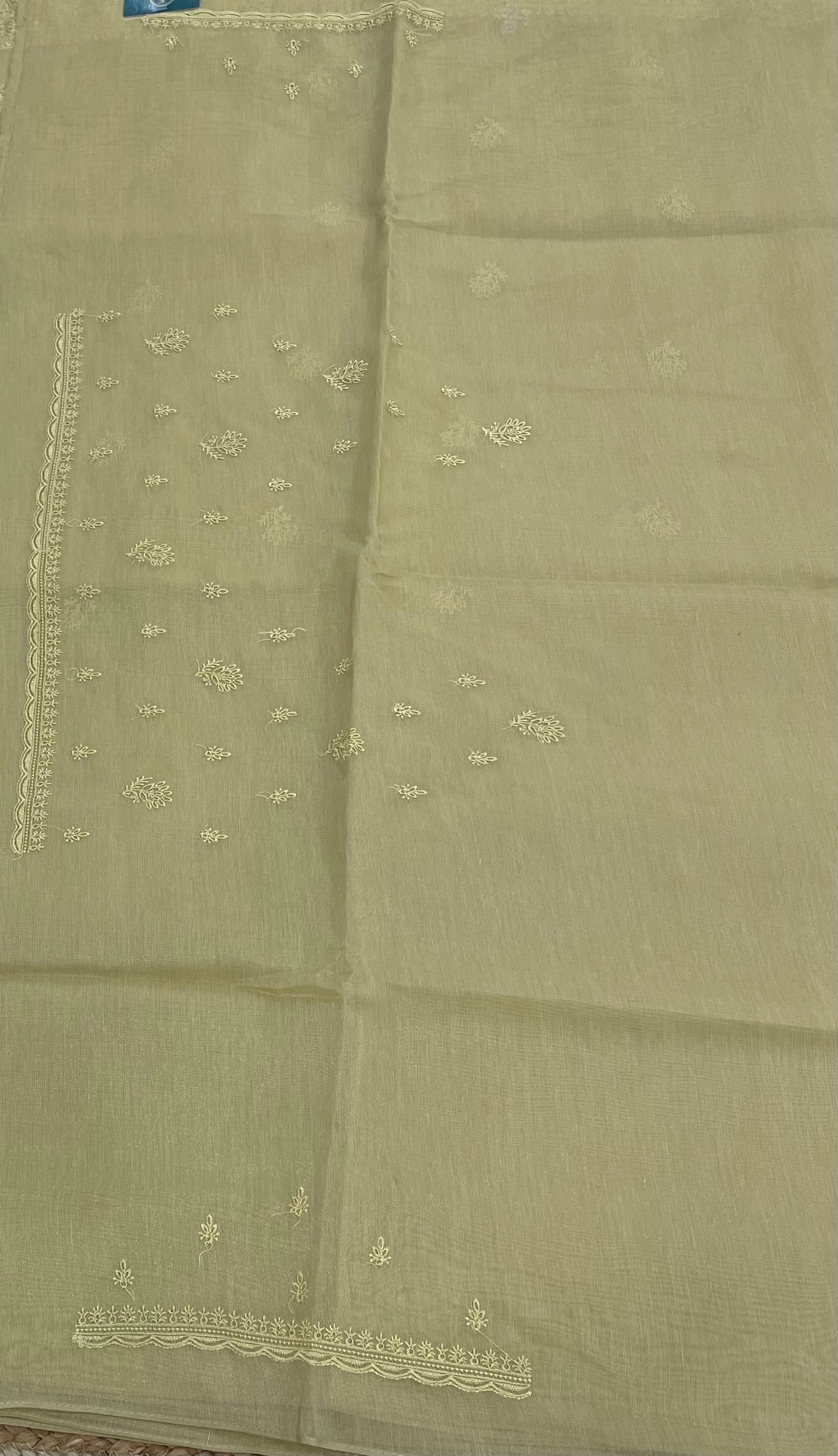 Pastel Gold Soft Tissue Embroidery Saree 17