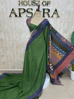 Bottle Green Patchwork saree 317