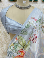 Grey Soft Tussur Aari Work Saree 38
