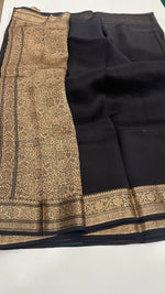 Black Pure Kora Designer saree 02