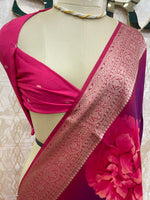 Pink n Purple Dola Crepe Digital Print Saree 25