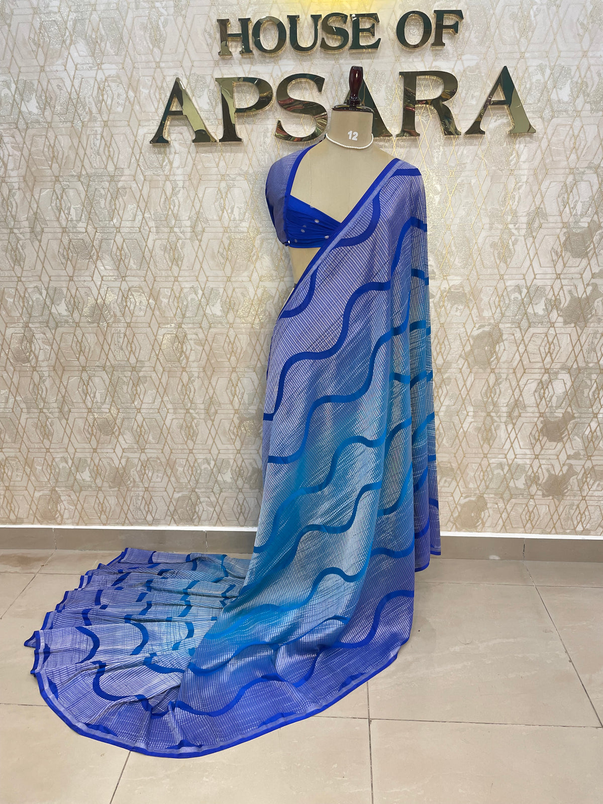 Blue With Silver Zari Semi Chiffon Saree 70