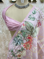 Baby Pink Soft Tussur Aari Work Saree 38