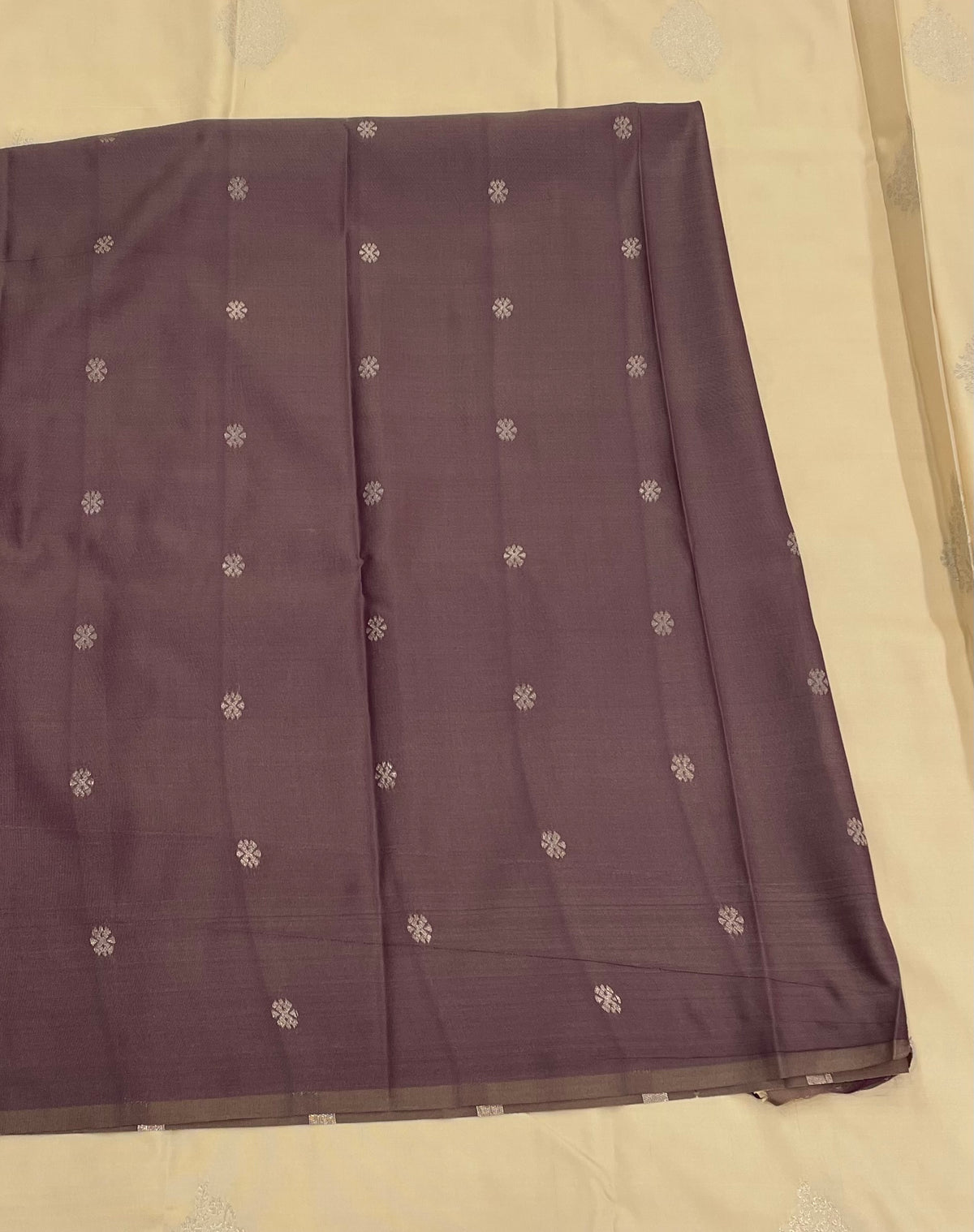 Cream n Purple Semi Silk Saree 42