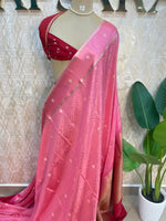 Pink Matka Tussur with Satin Border Saree 14