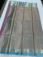 Pink n Blue Brocade Semi Kanchi Tissue Saree