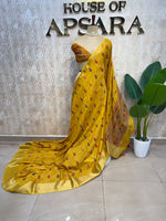 Yellow Crepe Handwork Saree 206