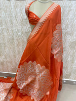 Orange Chiniya Crepe Saree 29