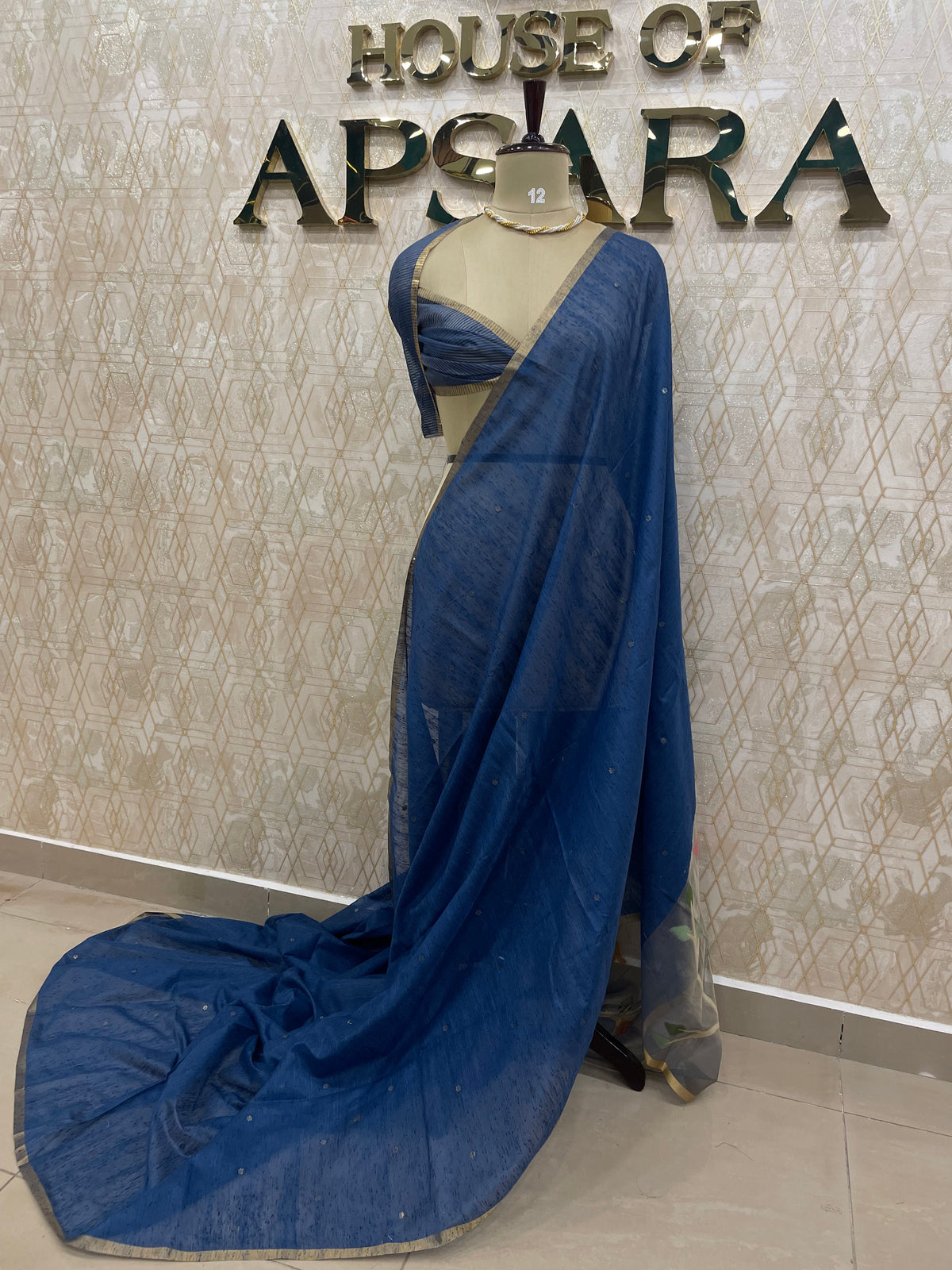 Blue Jute Linen Sequence Saree 28