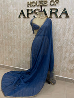 Blue Jute Linen Sequence Saree 28