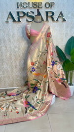Gold n Pink Paithani Tissue Saree 100