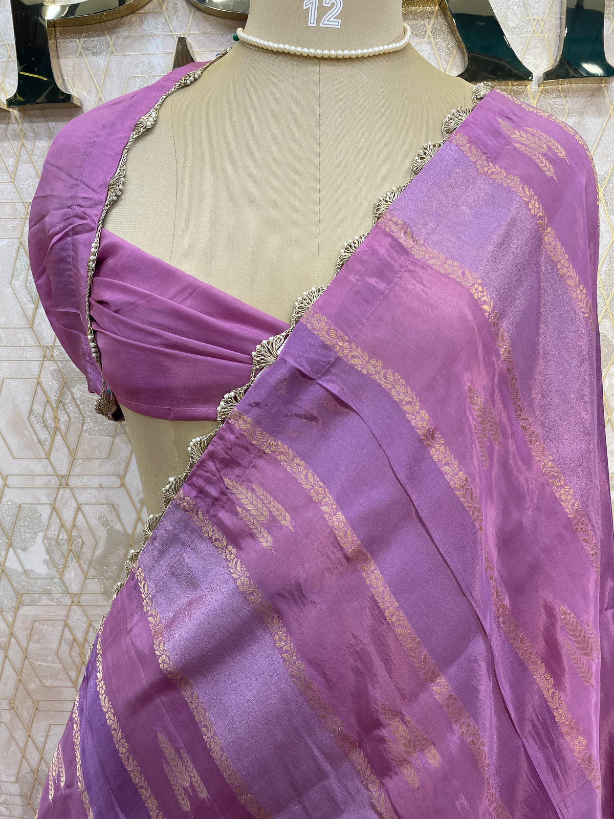 Purple Crepe n Tissue Fusion Saree 88