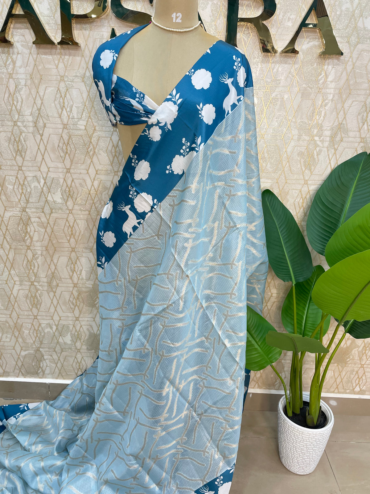 Blue ZariKota Check’s Saree 89