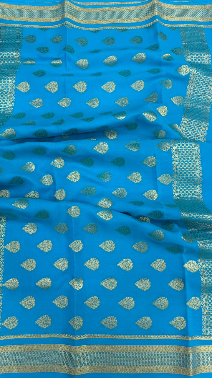 Black Stripes Pure Mysore Silk Crape Saree 01