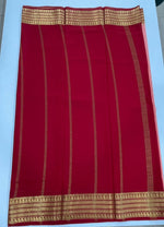 Peach n Red Pure Mysore Silk Crepe Saree 01