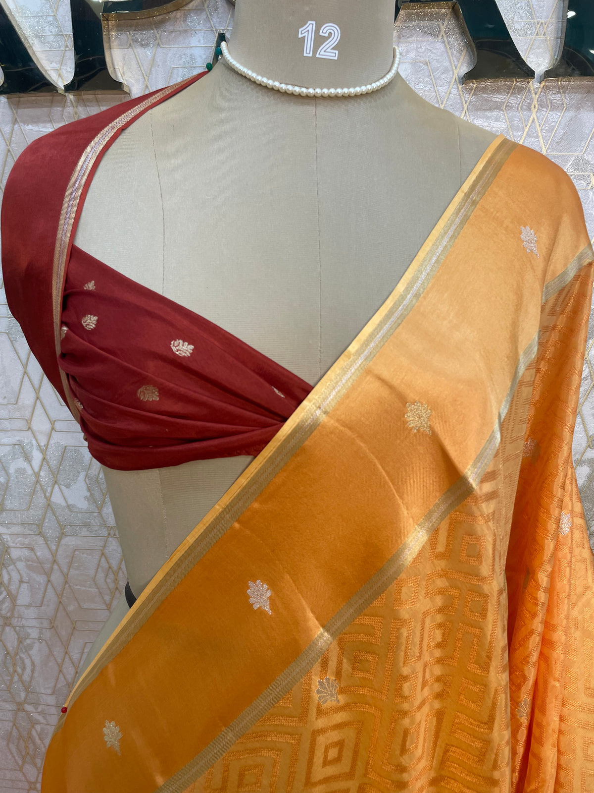Yellow Matka Tussur with Satin Border Saree 14