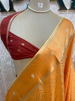 Yellow Matka Tussur with Satin Border Saree 14